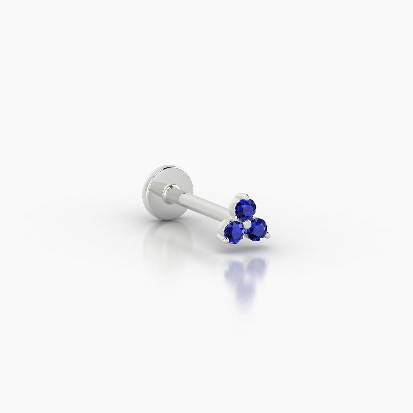 Venus | 18k White Gold 8 mm 3 mm Trilogy Sapphire Nostril Piercing