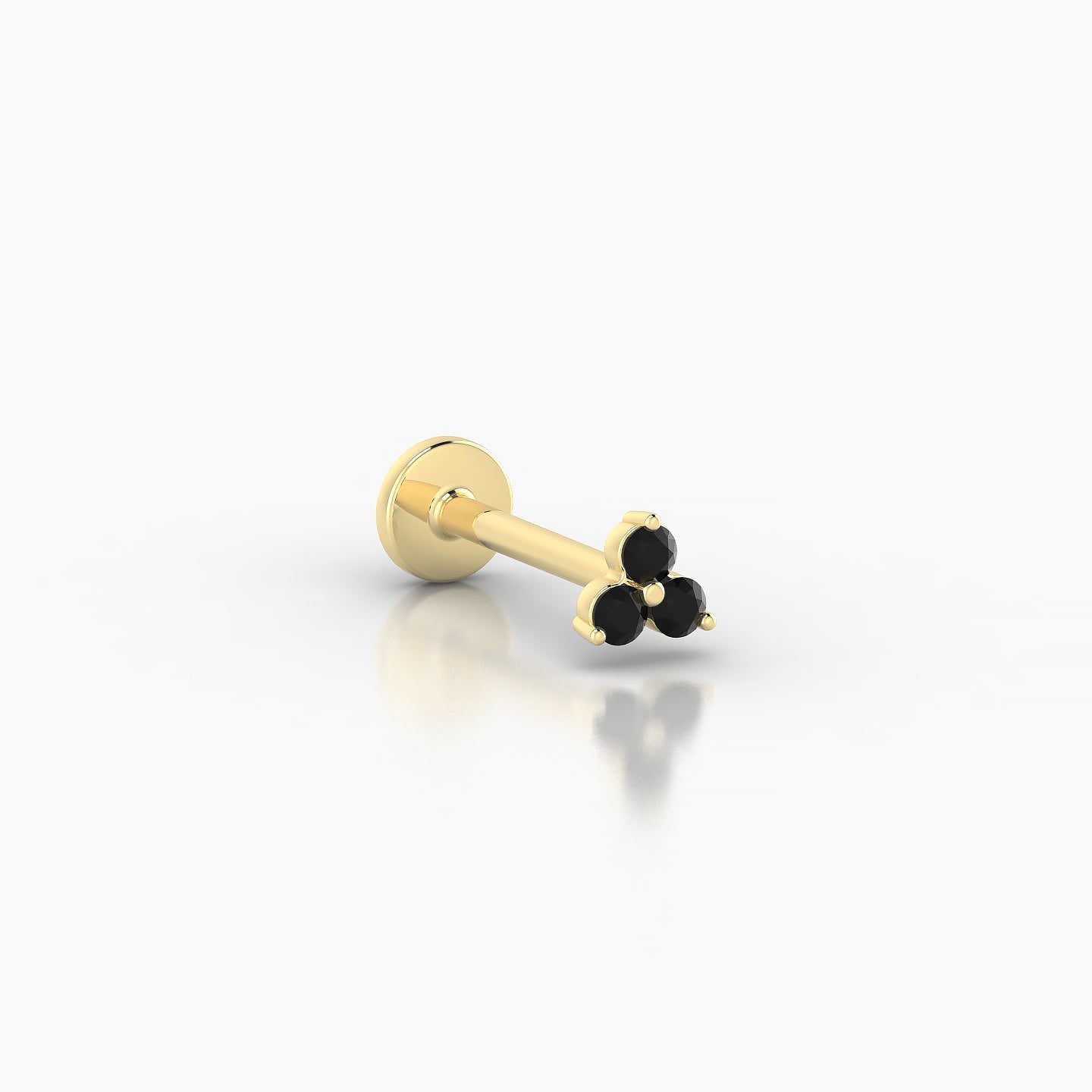 Venus | 18k Yellow Gold 8 mm 3 mm Trilogy Black Diamond Nostril Piercing