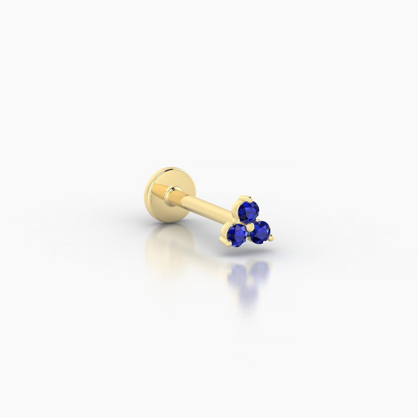 Venus | 18k Yellow Gold 8 mm 3 mm Trilogy Sapphire Nostril Piercing