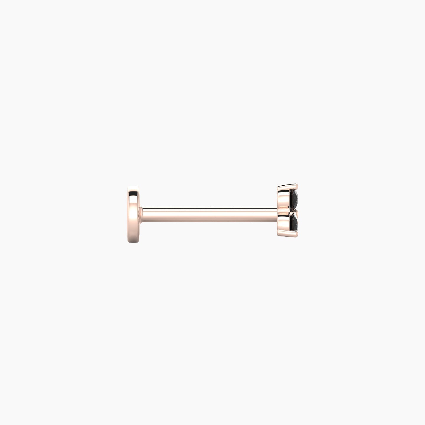 Venus | 18k Rose Gold 8 mm 3 mm Trilogy Black Diamond Nostril Piercing