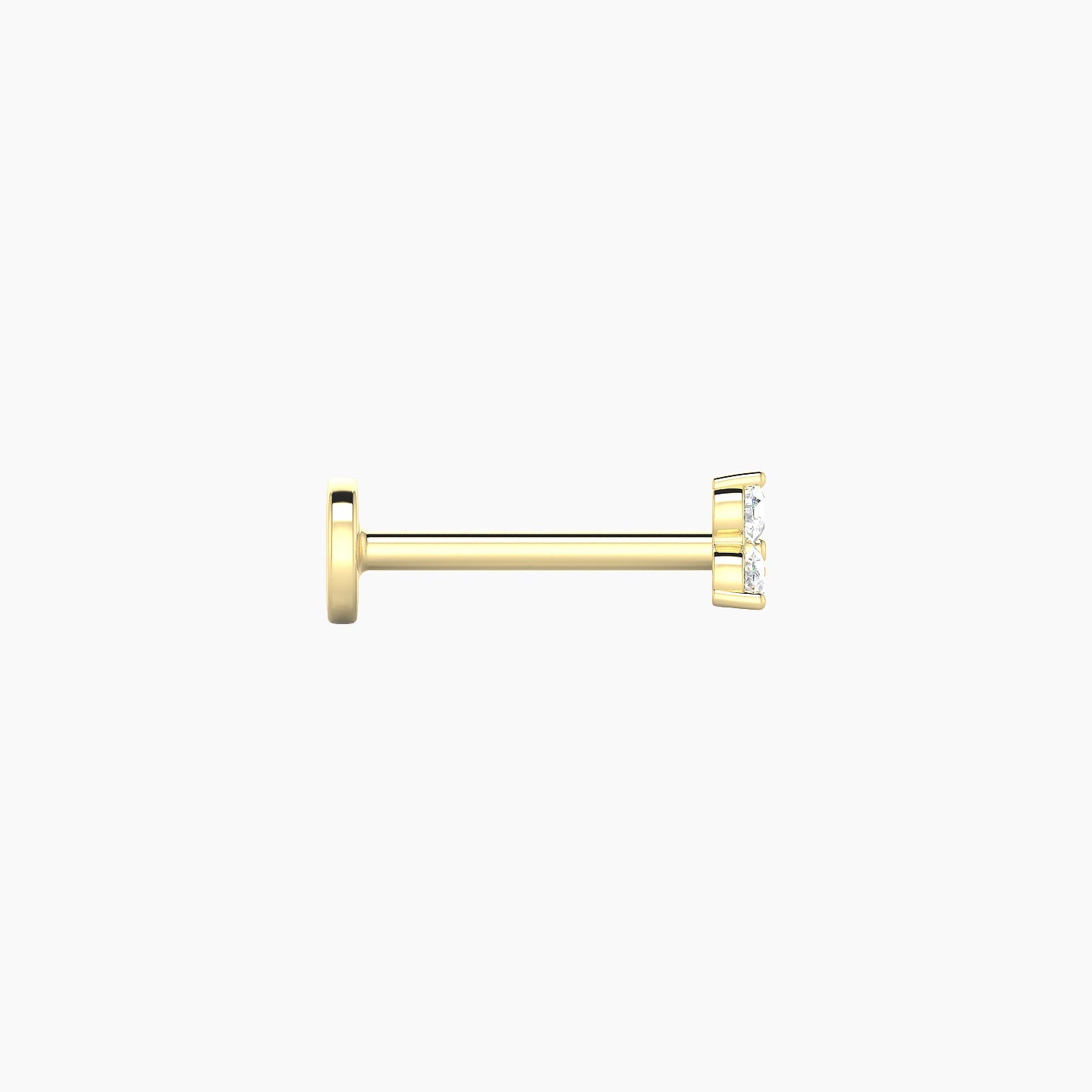 Venus | 18k Yellow Gold 3 mm 8 mm Trilogy Diamond Nostril Piercing