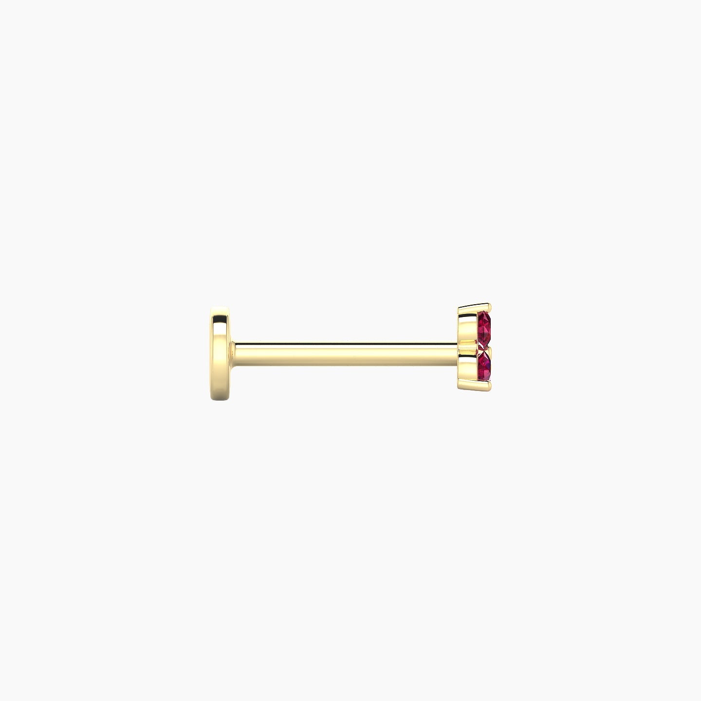 Venus | 18k Yellow Gold 8 mm 3 mm Trilogy Ruby Nostril Piercing