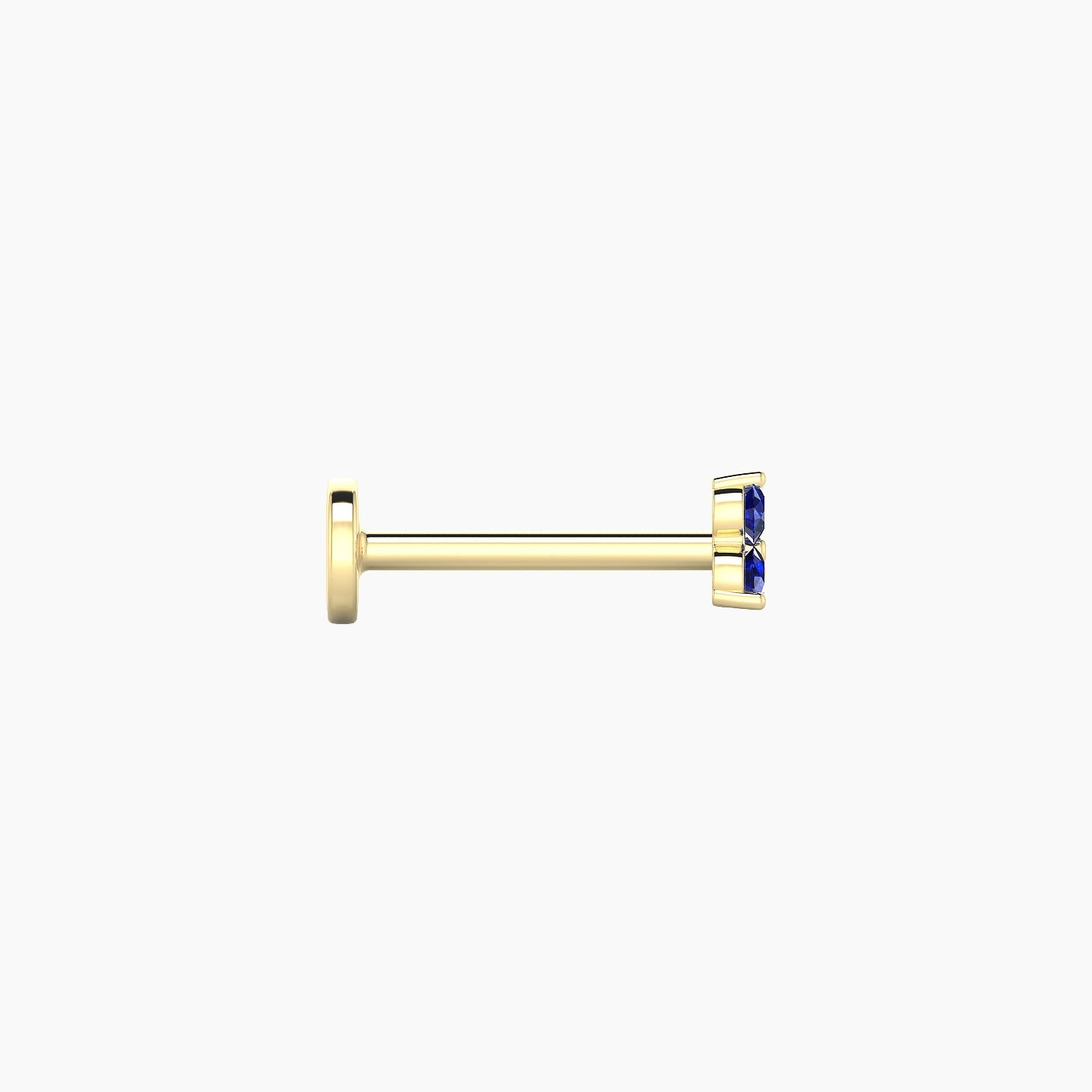 Venus | 18k Yellow Gold 8 mm 3 mm Trilogy Sapphire Nostril Piercing