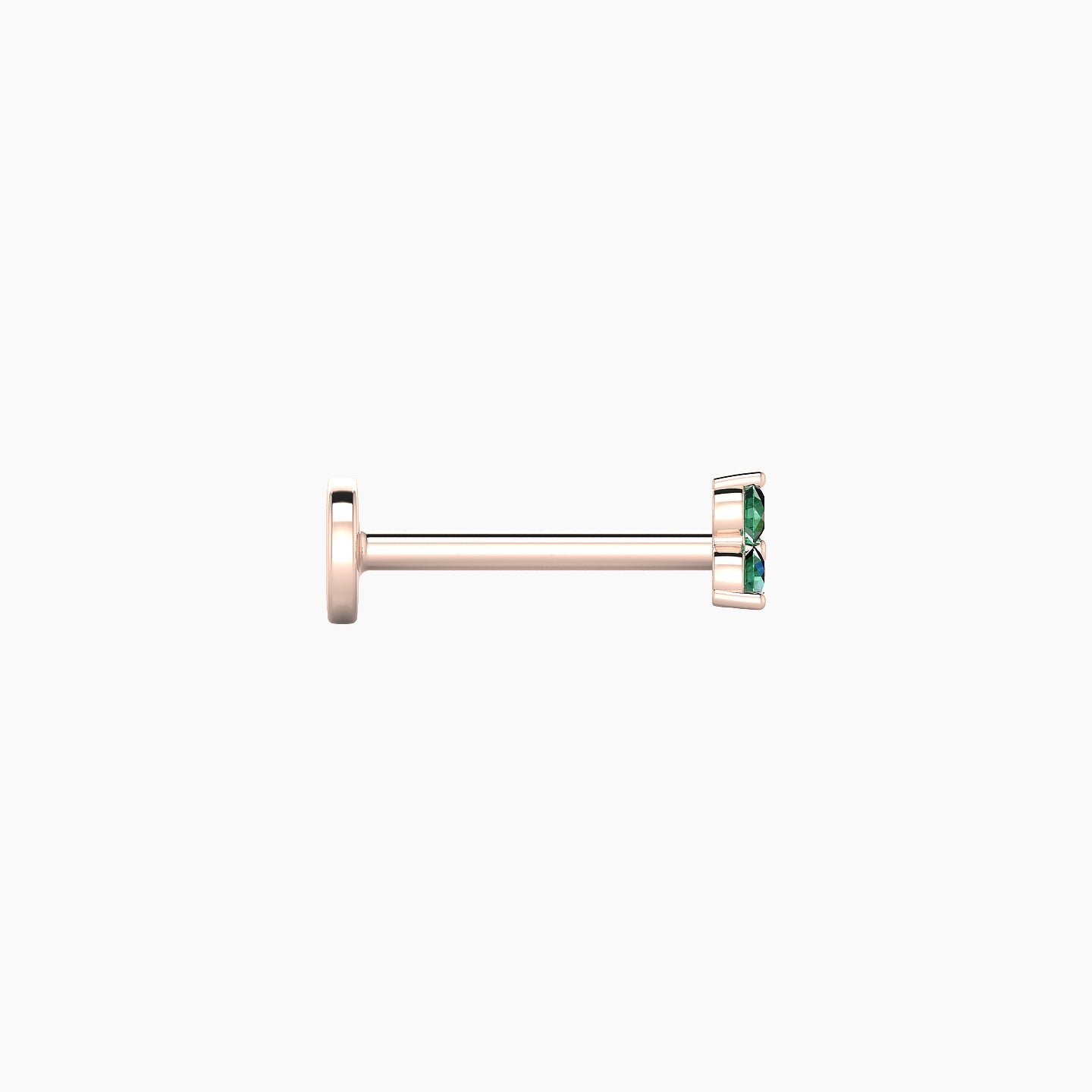 Venus | 18k Rose Gold 8 mm 3 mm Trilogy Emerald Piercing