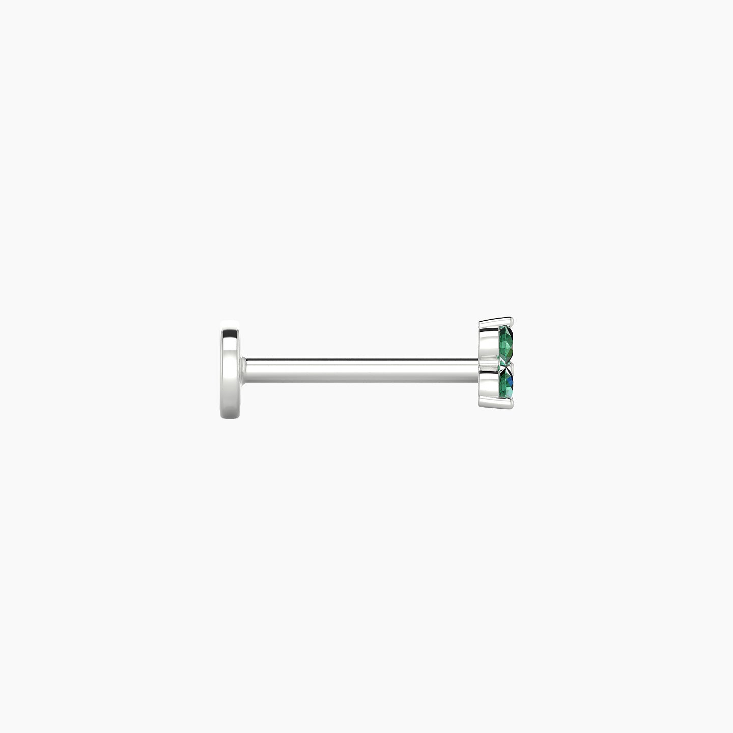 Venus | 18k White Gold 8 mm 3 mm Trilogy Emerald Piercing