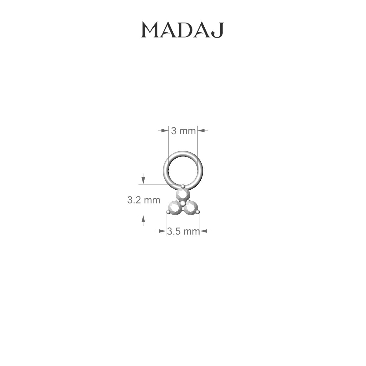 Venus | 18k White Gold 3.5 mm Trilogy Diamond Charm