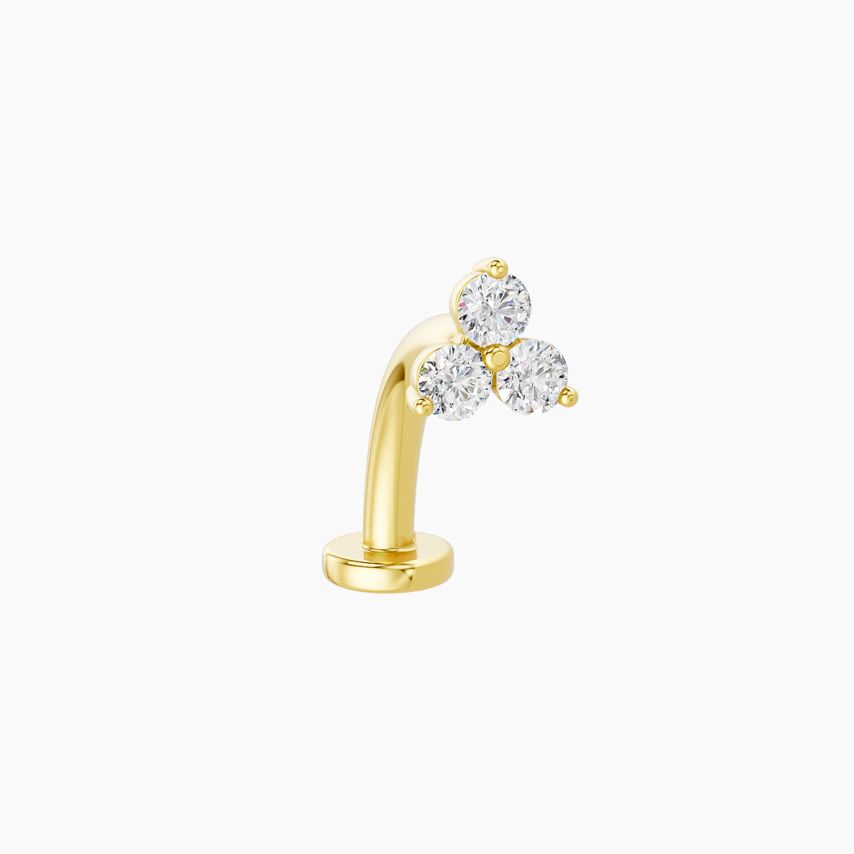 Venus | 18k Yellow Gold 4.5 mm 10 mm Trilogy Diamond Floating Navel Piercing