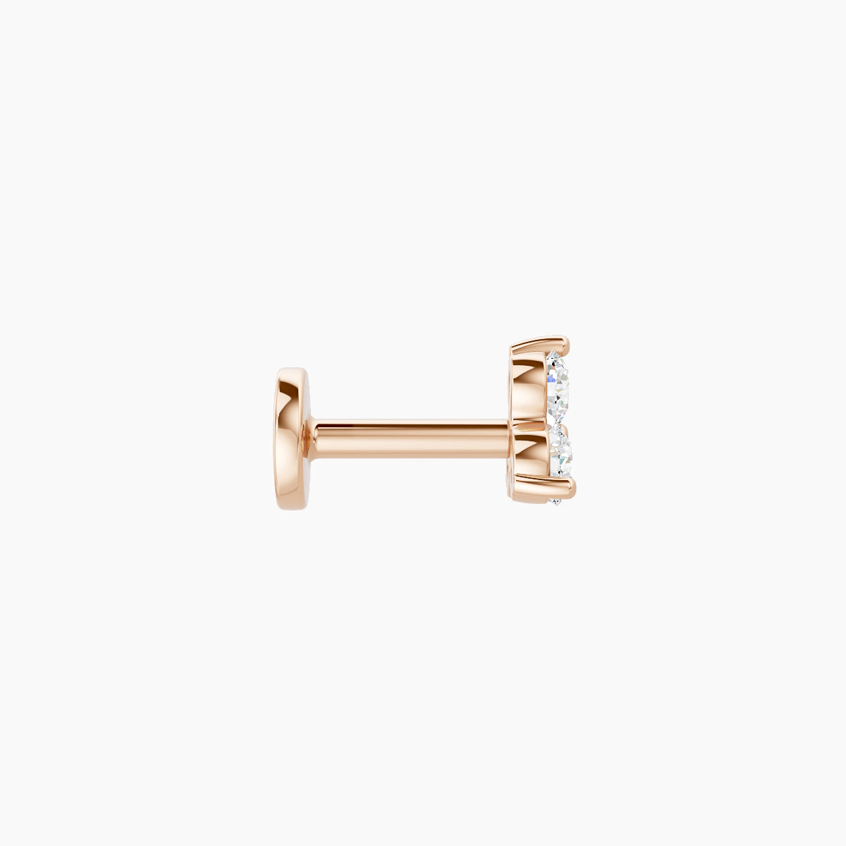 Venus | 18k Rose Gold 4.5 mm 5 mm Trilogy Diamond Nose Piercing