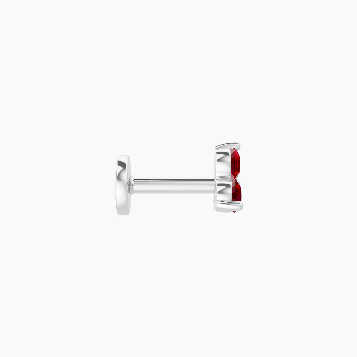 Venus | 18k White Gold 5 mm 4.5 mm Trilogy Ruby Nose Piercing
