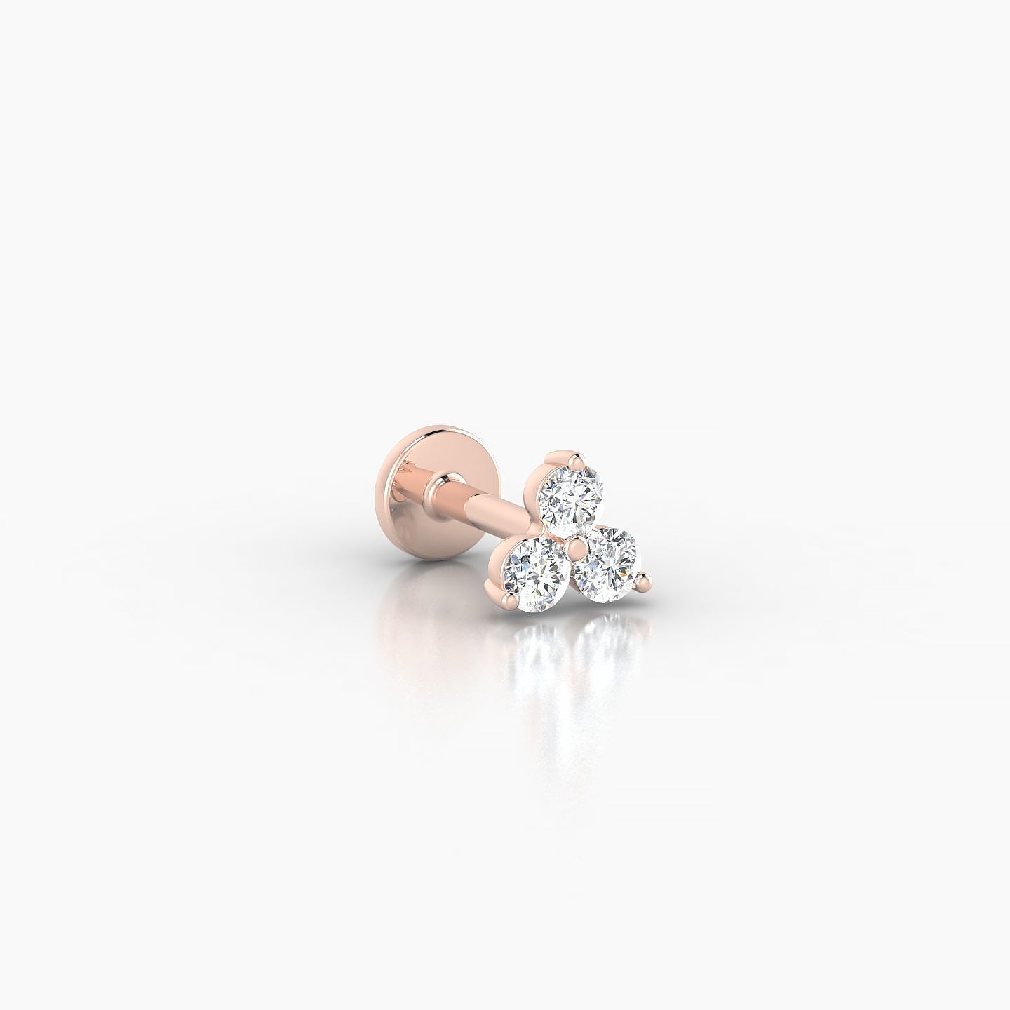 Venus | 18k Rose Gold 4.5 mm 5 mm Trilogy Diamond Nostril Piercing