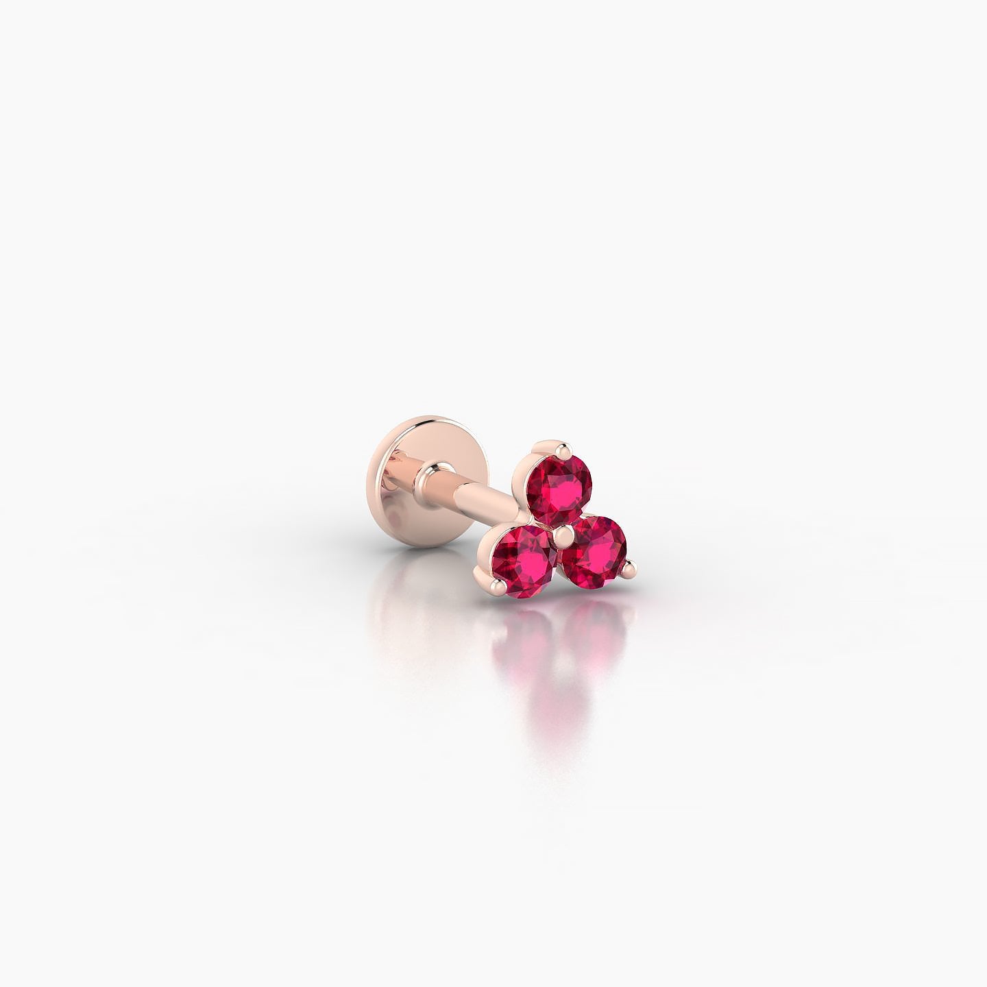 Venus | 18k Rose Gold 5 mm 4.5 mm Trilogy Ruby Nostril Piercing