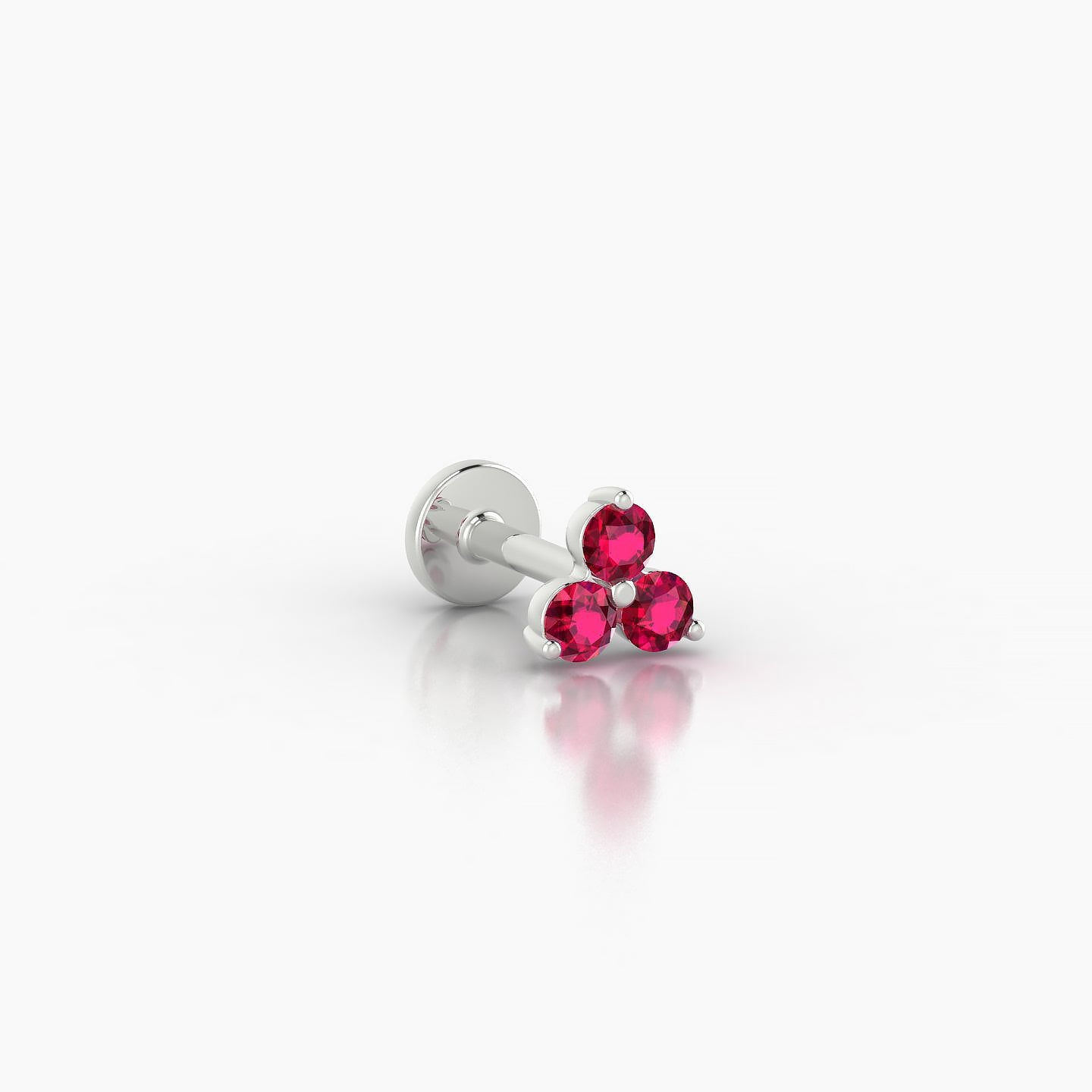 Venus | 18k White Gold 5 mm 4.5 mm Trilogy Ruby Nostril Piercing