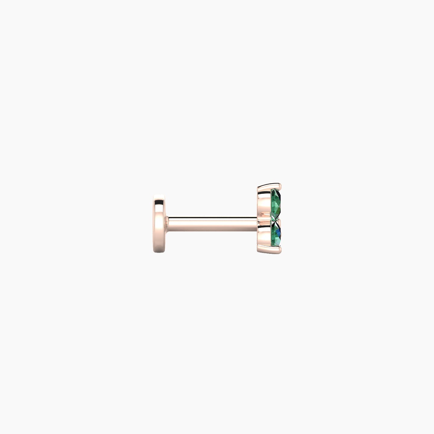 Venus | 18k Rose Gold 5 mm 4.5 mm Trilogy Emerald Nostril Piercing