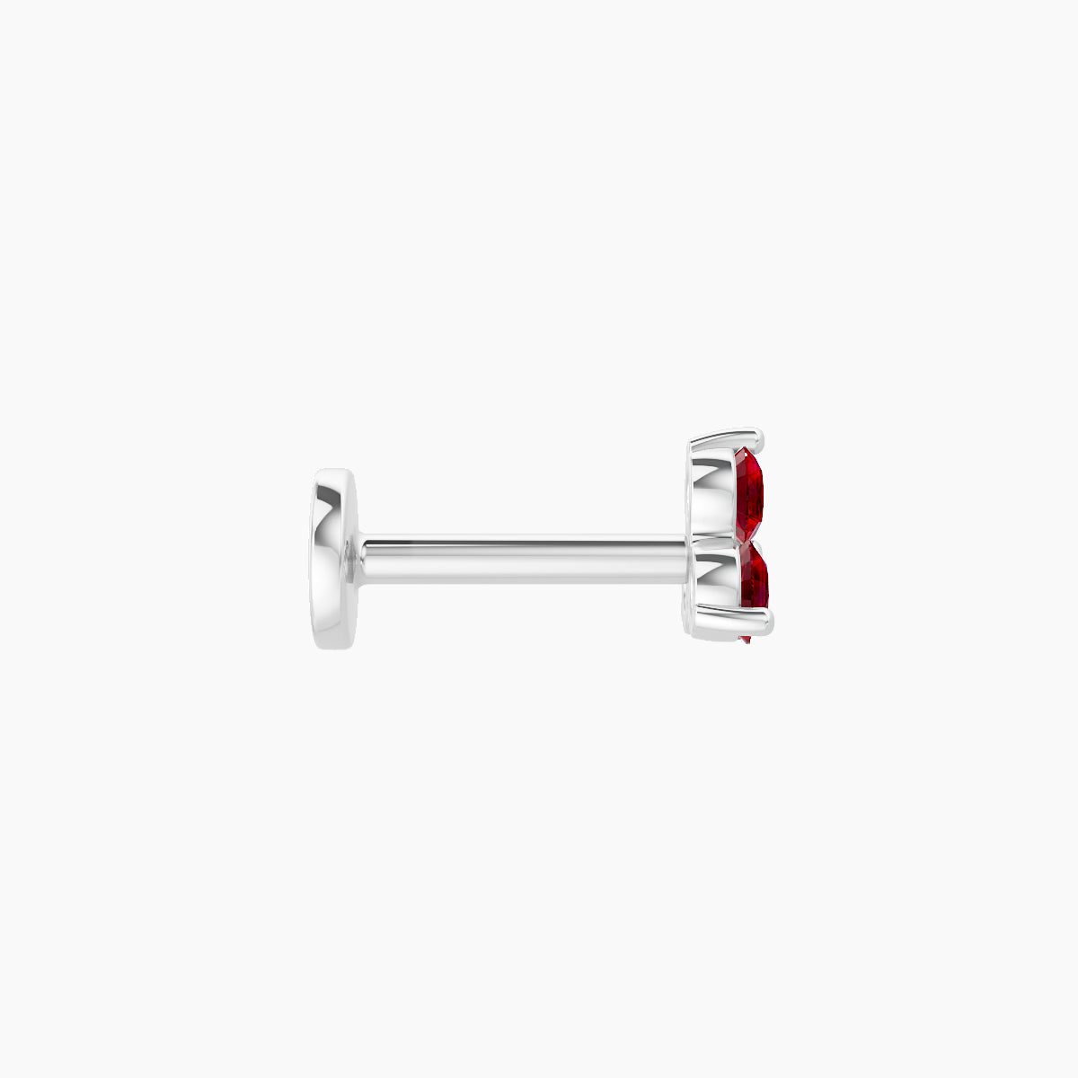 Venus | 18k White Gold 6.5 mm 4.5 mm Trilogy Ruby Nose Piercing