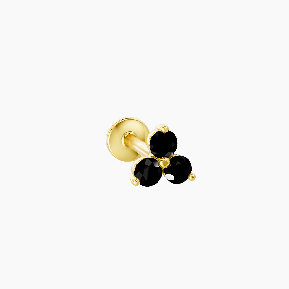 Venus | 18k Yellow Gold 6.5 mm 4.5 mm Trilogy Black Diamond Nose Piercing