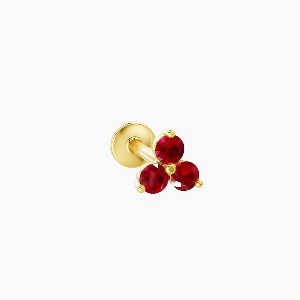 Venus | 18k Yellow Gold 6.5 mm 4.5 mm Trilogy Ruby Nose Piercing