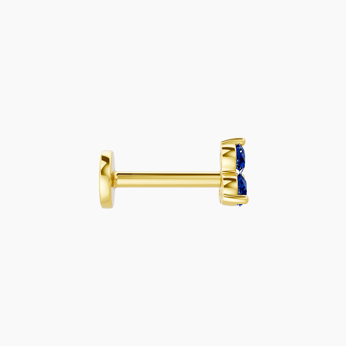 Venus | 18k Yellow Gold 6.5 mm 4.5 mm Trilogy Sapphire Nose Piercing