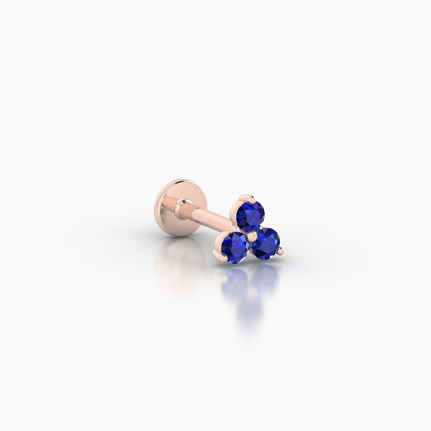 Venus | 18k Rose Gold 6.5 mm 4.5 mm Trilogy Sapphire Nostril Piercing