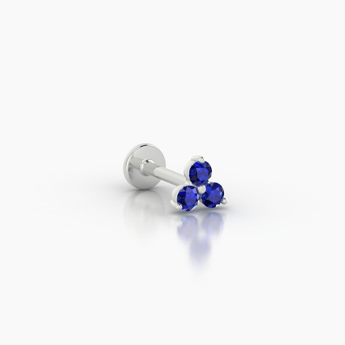 Venus | 18k White Gold 6.5 mm 4.5 mm Trilogy Sapphire Nostril Piercing