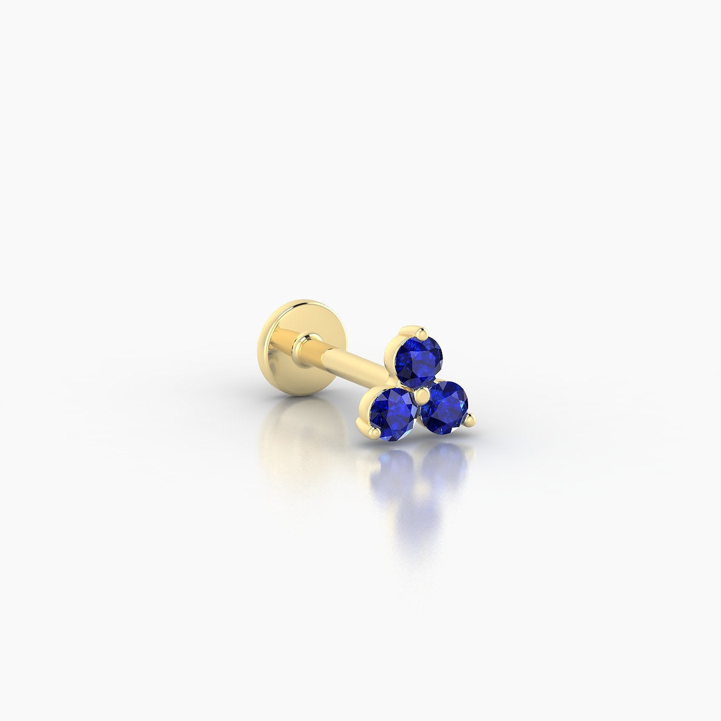 Venus | 18k Yellow Gold 6.5 mm 4.5 mm Trilogy Sapphire Nostril Piercing