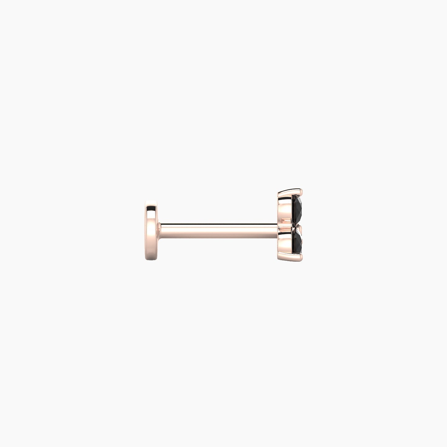 Venus | 18k Rose Gold 6.5 mm 4.5 mm Trilogy Black Diamond Nostril Piercing