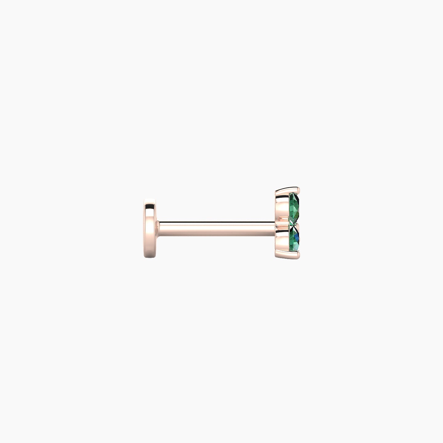 Venus | 18k Rose Gold 6.5 mm 4.5 mm Trilogy Emerald Nostril Piercing