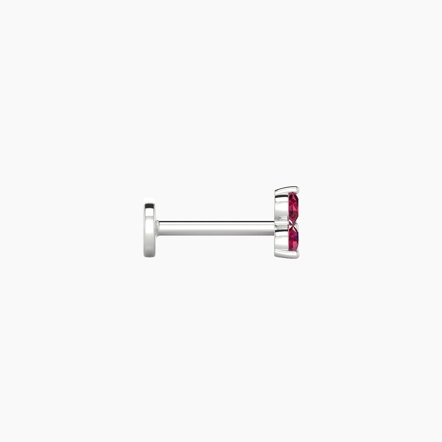 Venus | 18k White Gold 6.5 mm 4.5 mm Trilogy Ruby Nostril Piercing