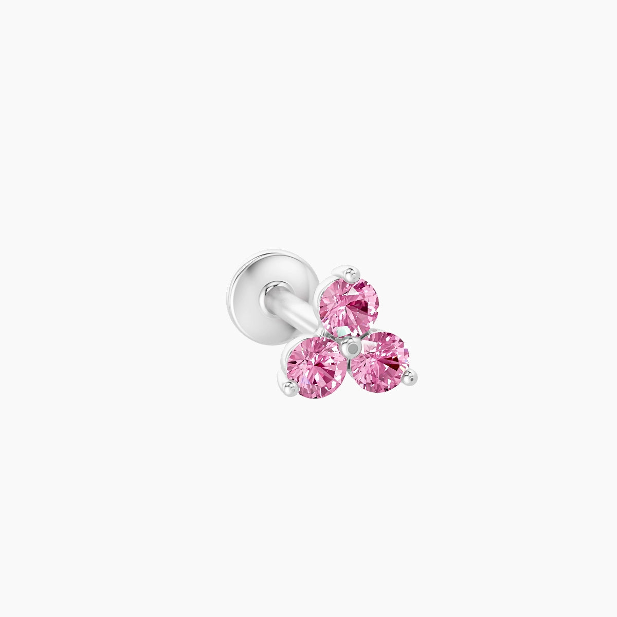 Venus | 18k White Gold 6.5 mm 4.5 mm Trilogy Pink Sapphire Piercing