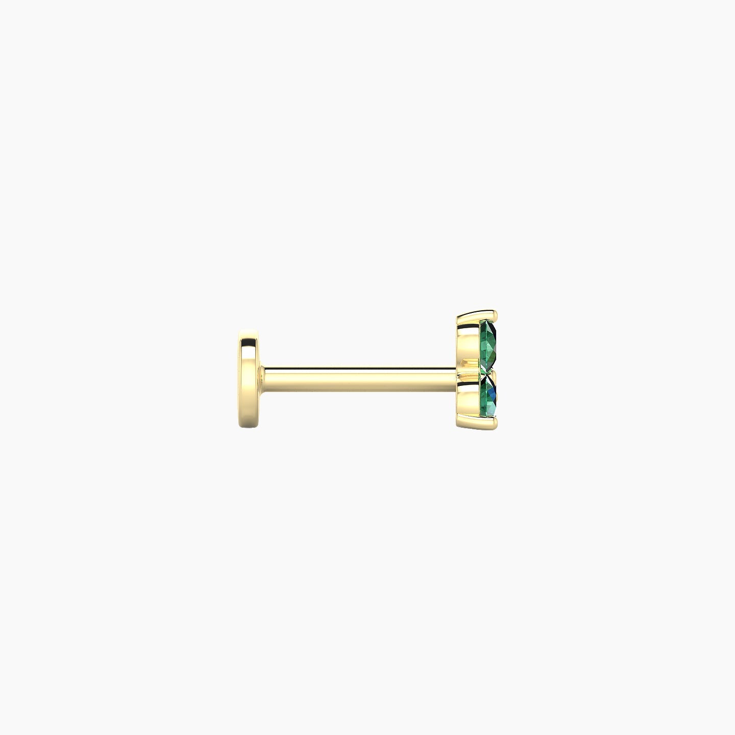 Venus | 18k Yellow Gold 6.5 mm 4.5 mm Trilogy Emerald Piercing