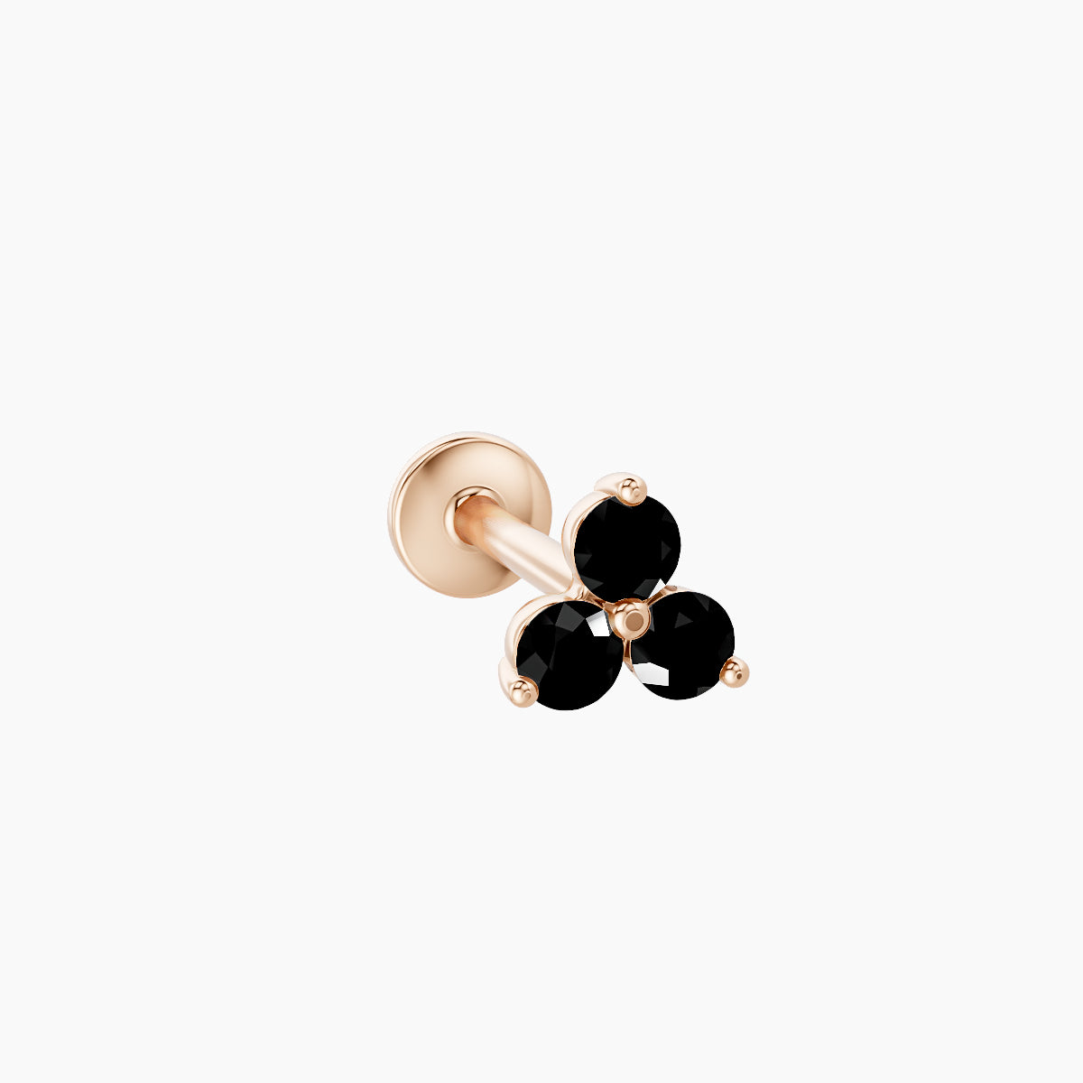 Venus | 18k Rose Gold 8 mm 4.5 mm Trilogy Black Diamond Nose Piercing