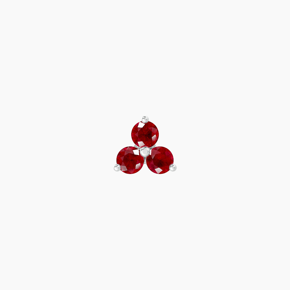 Venus | 18k White Gold 8 mm 4.5 mm Trilogy Ruby Nose Piercing