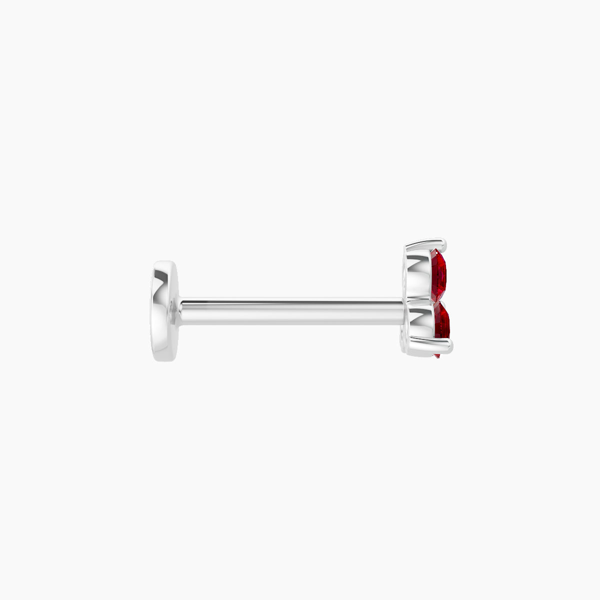 Venus | 18k White Gold 8 mm 4.5 mm Trilogy Ruby Nose Piercing