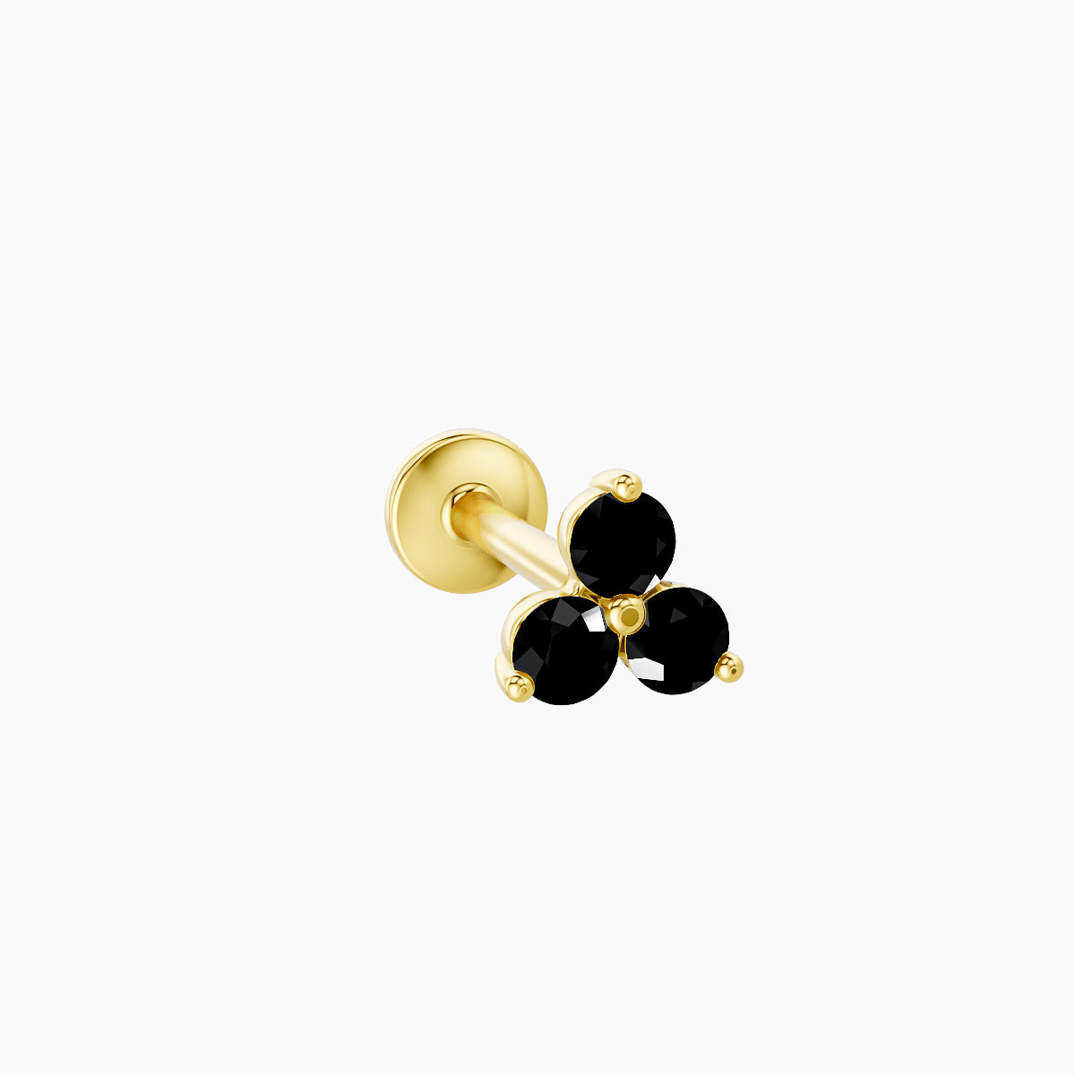 Venus | 18k Yellow Gold 8 mm 4.5 mm Trilogy Black Diamond Nose Piercing