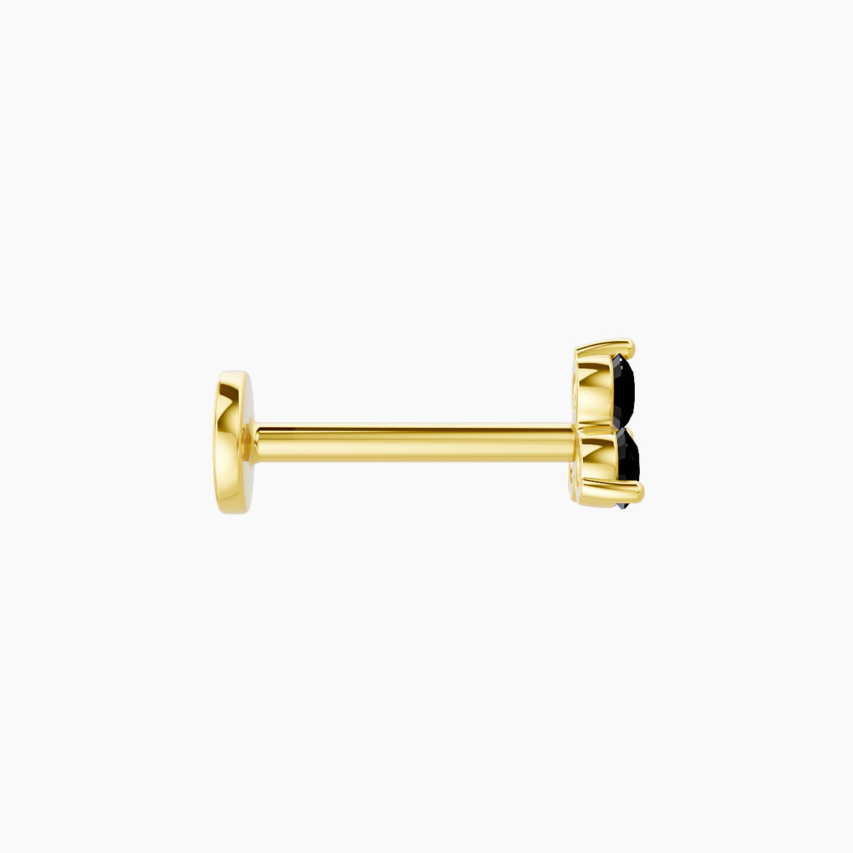 Venus | 18k Yellow Gold 8 mm 4.5 mm Trilogy Black Diamond Nose Piercing