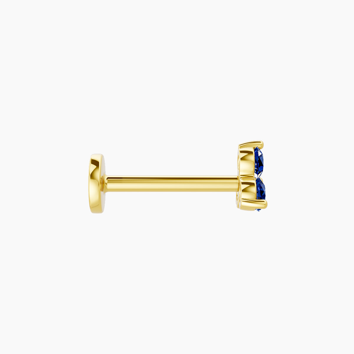 Venus | 18k Yellow Gold 8 mm 4.5 mm Trilogy Sapphire Nose Piercing