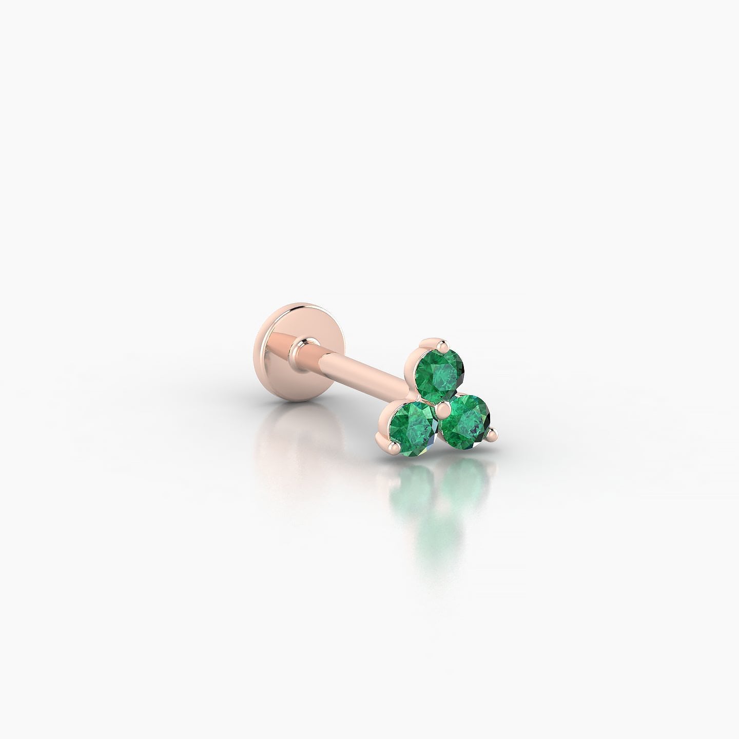 Venus | 18k Rose Gold 8 mm 4.5 mm Trilogy Emerald Nostril Piercing