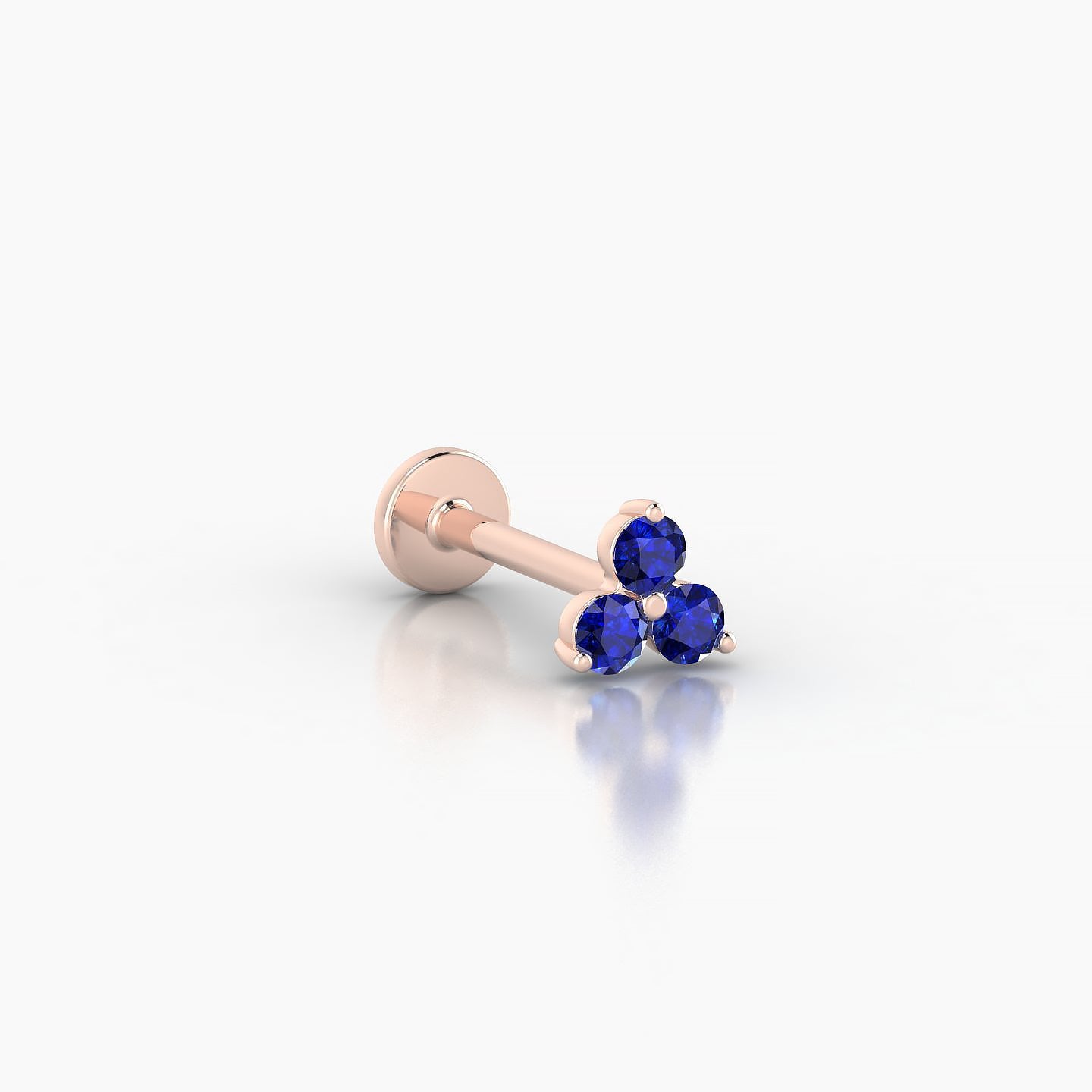 Venus | 18k Rose Gold 8 mm 4.5 mm Trilogy Sapphire Nostril Piercing