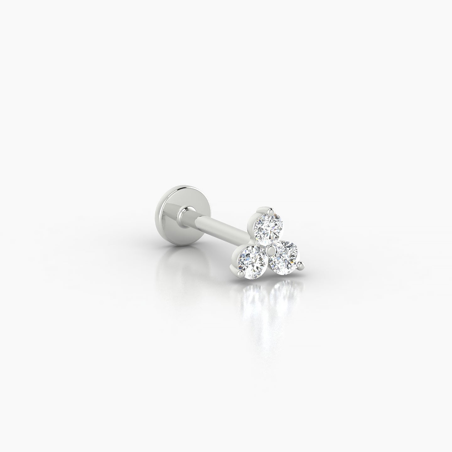 Venus | 18k White Gold 4.5 mm 8 mm Trilogy Diamond Nostril Piercing