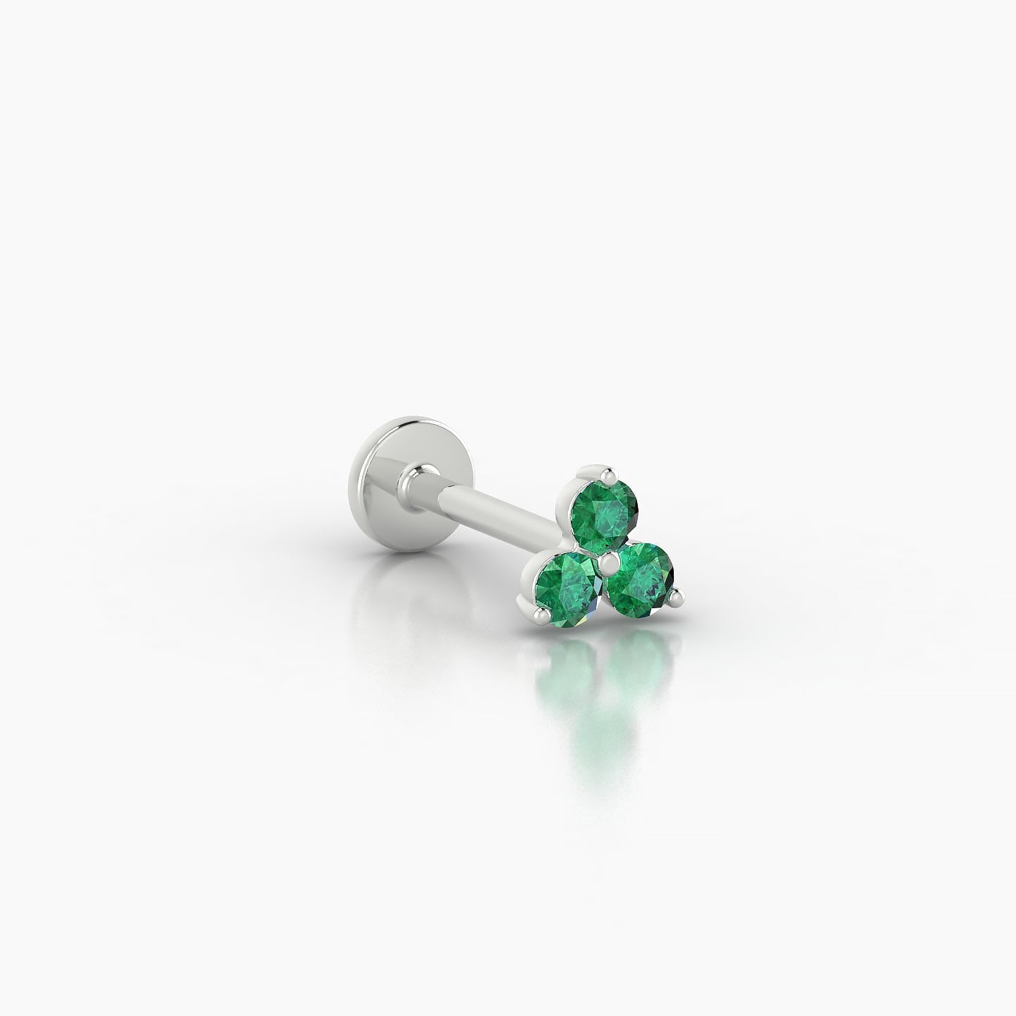 Venus | 18k White Gold 8 mm 4.5 mm Trilogy Emerald Nostril Piercing