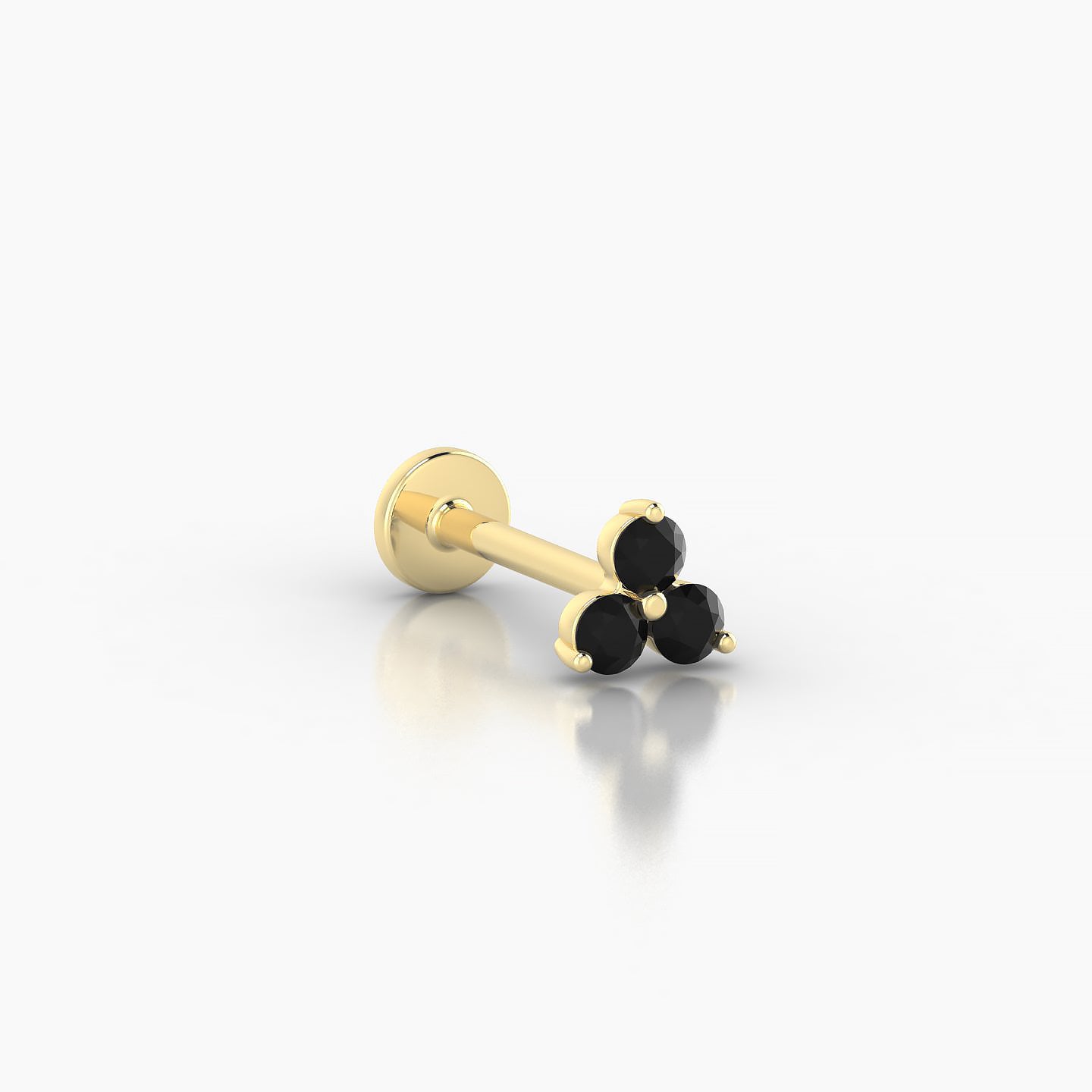 Venus | 18k Yellow Gold 8 mm 4.5 mm Trilogy Black Diamond Nostril Piercing