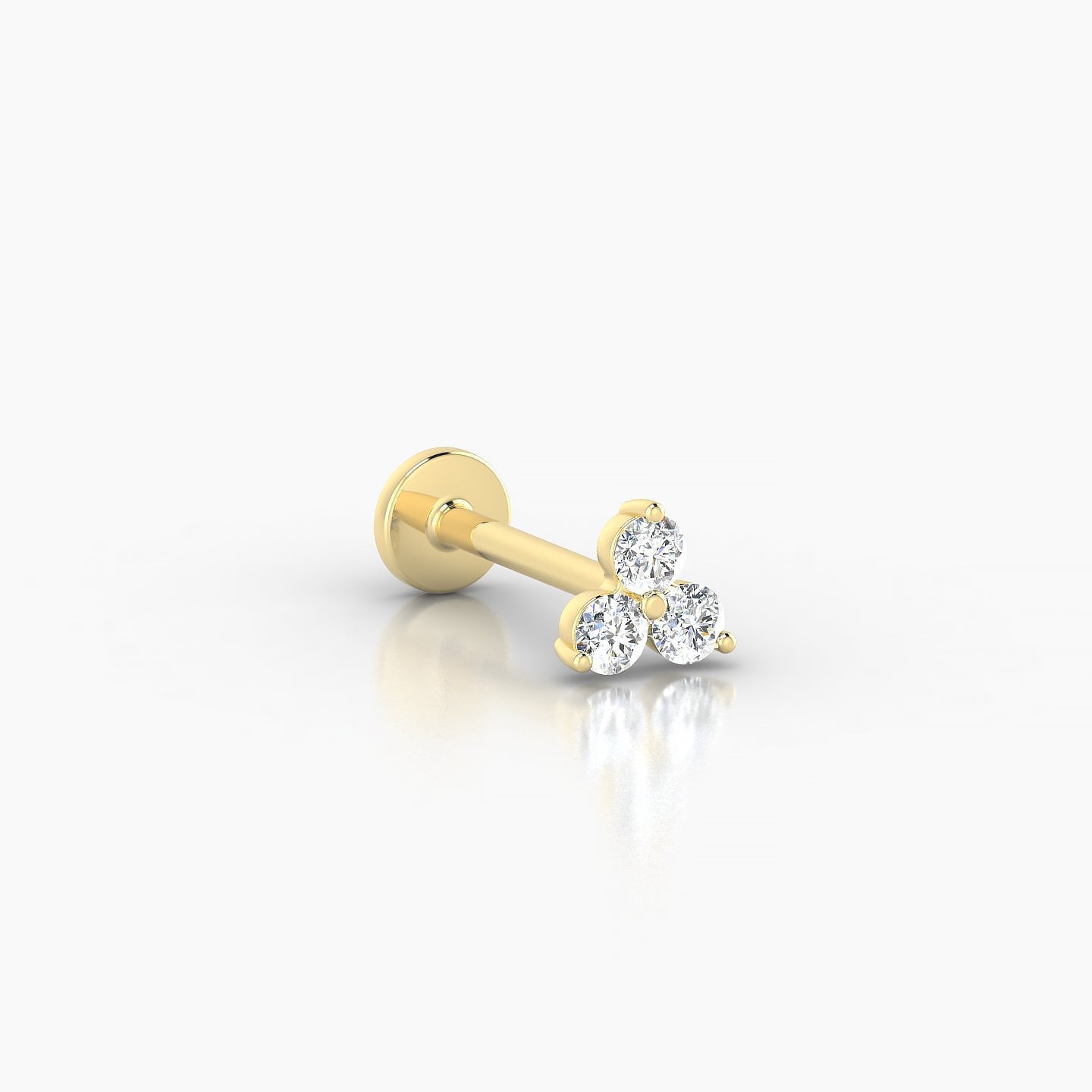 Venus | 18k Yellow Gold 4.5 mm 8 mm Trilogy Diamond Nostril Piercing