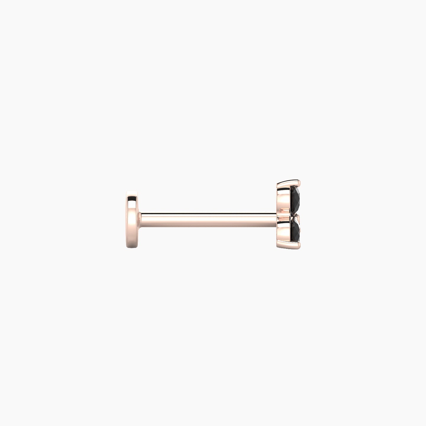 Venus | 18k Rose Gold 8 mm 4.5 mm Trilogy Black Diamond Nostril Piercing