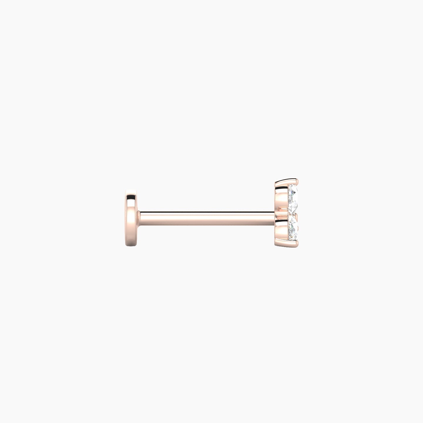 Venus | 18k Rose Gold 4.5 mm 8 mm Trilogy Diamond Nostril Piercing