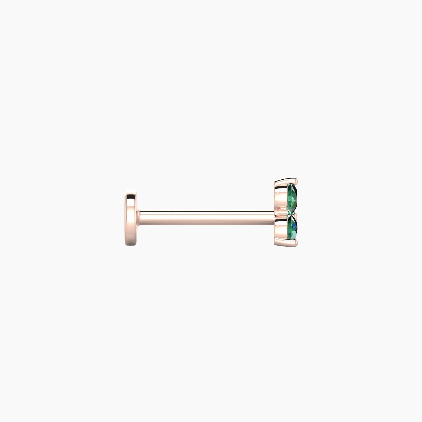 Venus | 18k Rose Gold 8 mm 4.5 mm Trilogy Emerald Nostril Piercing