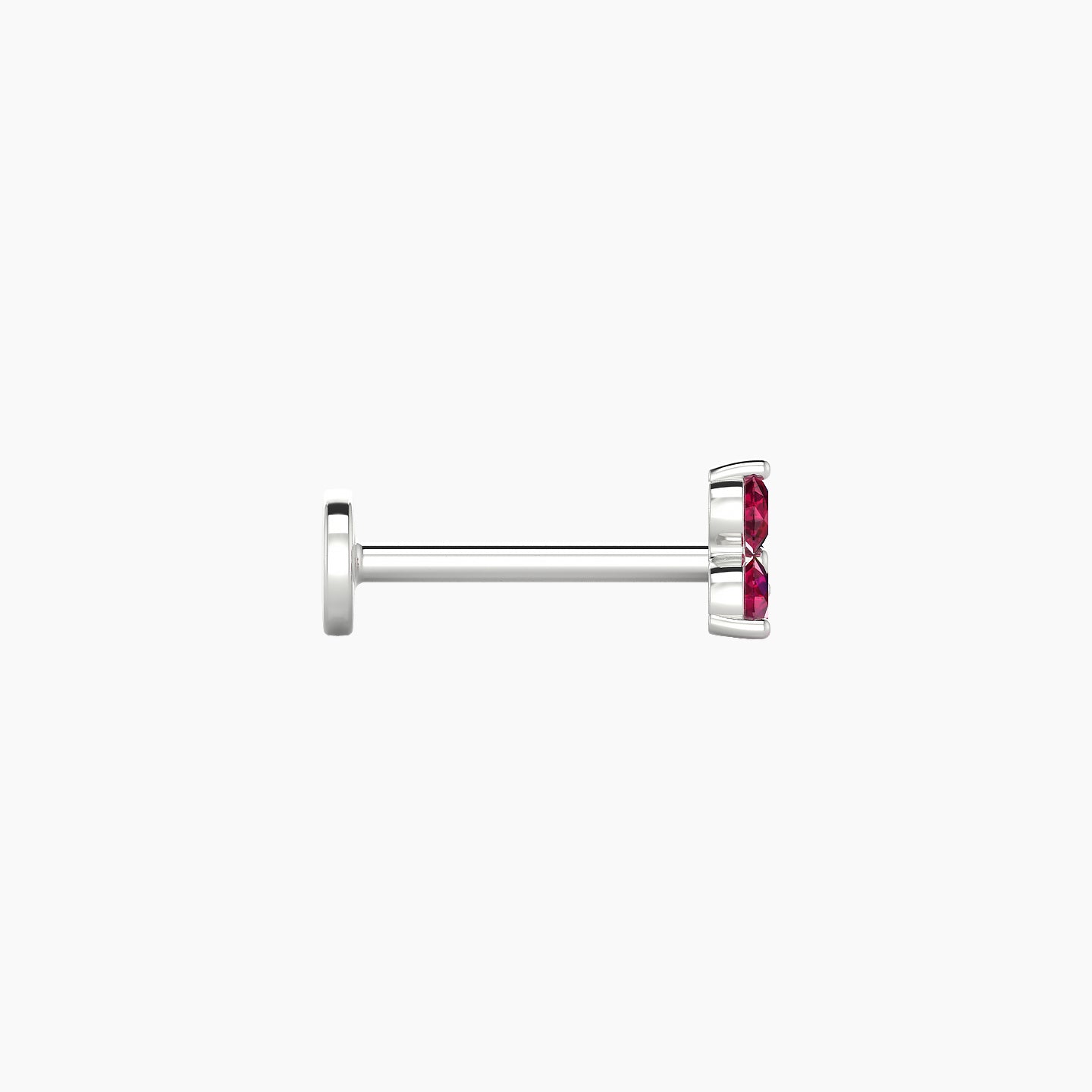 Venus | 18k White Gold 8 mm 4.5 mm Trilogy Ruby Nostril Piercing