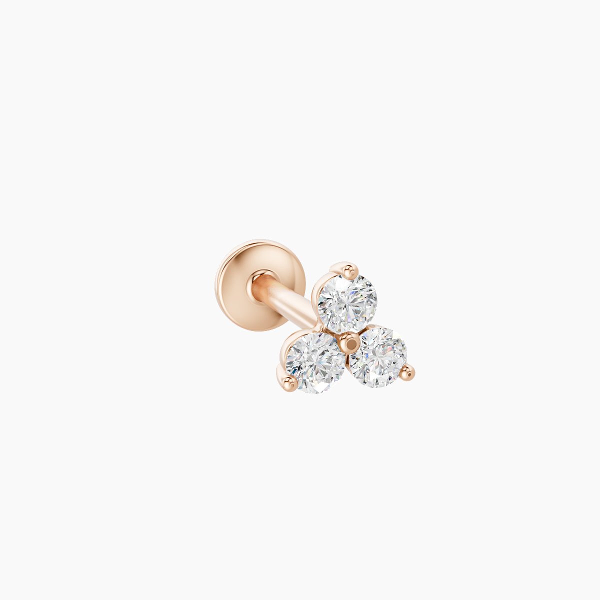 Venus | 18k Rose Gold 4.5 mm 8 mm Trilogy Diamond Piercing
