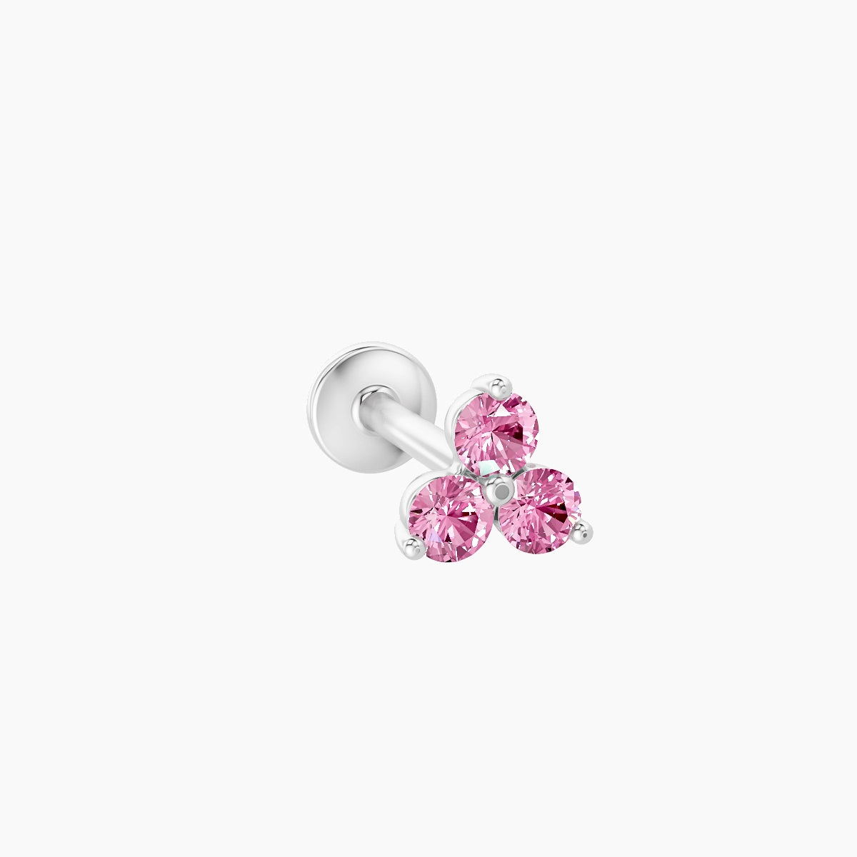 Venus | 18k White Gold 8 mm 4.5 mm Trilogy Pink Sapphire Piercing