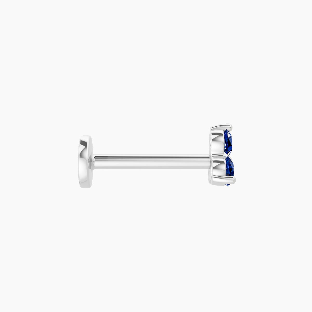 Venus | 18k White Gold 8 mm 4.5 mm Trilogy Sapphire Piercing