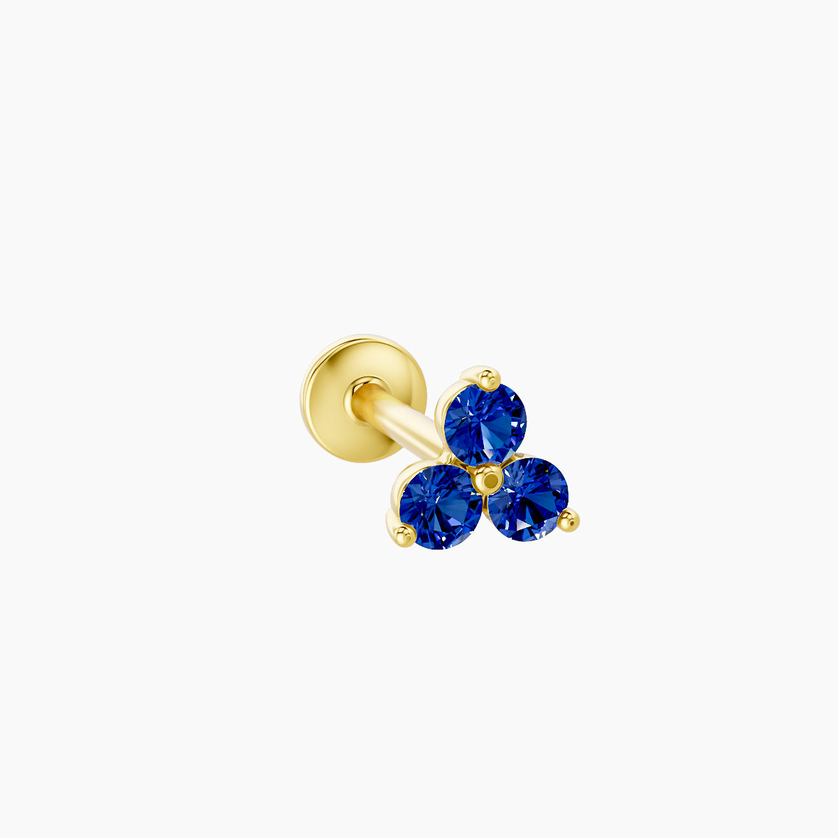 Venus | 18k Yellow Gold 8 mm 4.5 mm Trilogy Sapphire Piercing