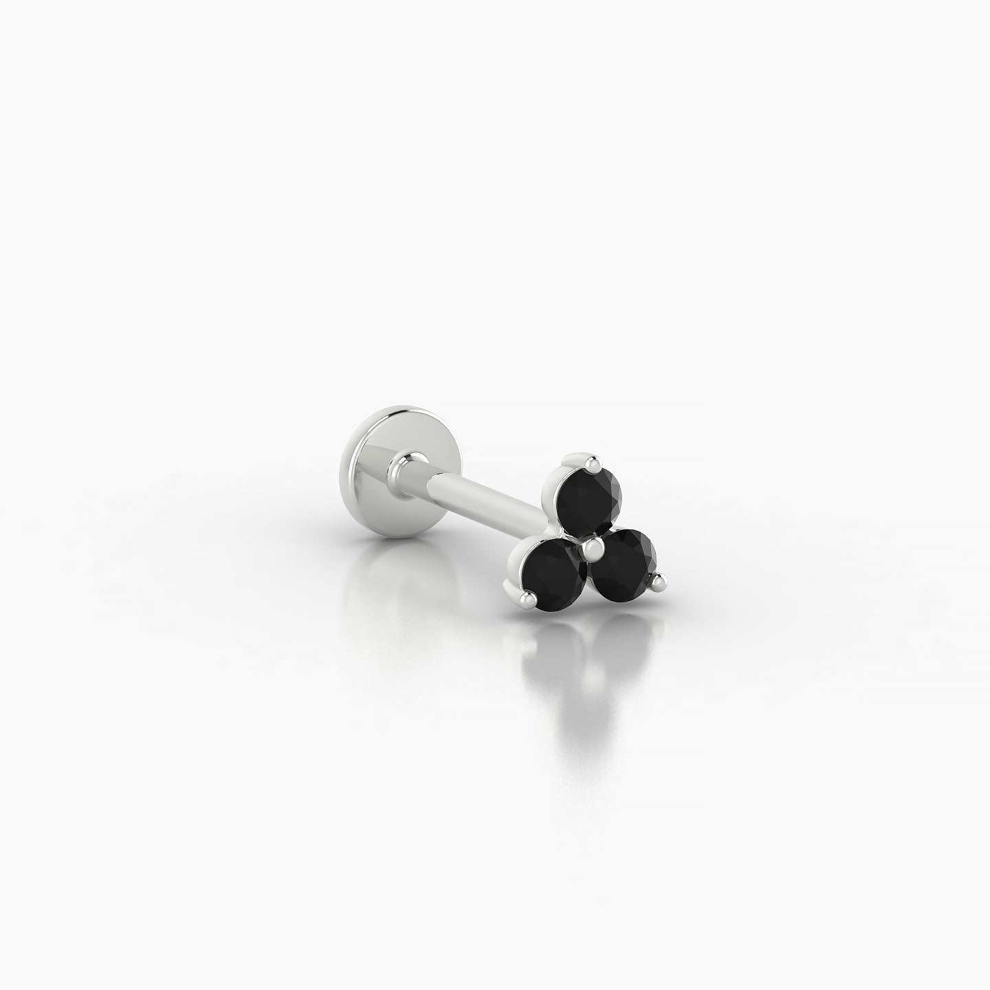 Venus | 18k White Gold 8 mm 4.5 mm Trilogy Black Diamond Piercing